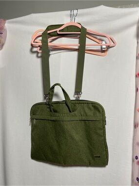 Olive Green Slim Laptop Messenger Bag